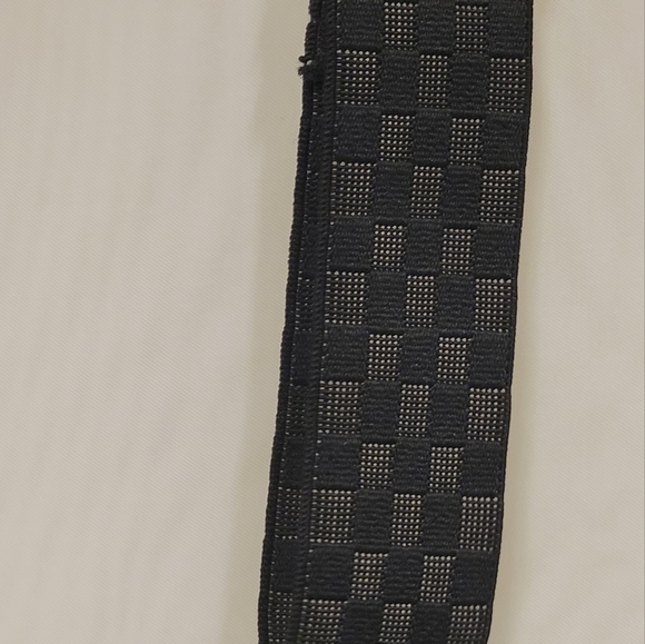 Vintage Pelican USA Black Adjustable Elastic Gold Clip on Checkered Suspenders - Picture 4 of 14
